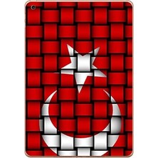 iPad New Air2 A1566 A1567 Türk Bayrağı Kare Baskılı Silikon Kılıf