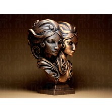 Teknokup Ikizler Burcu Figürü Eskitme Bakır Renk 15 cm