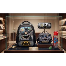 CLK Sports Batman Lisanslı Okul Çantası , Beslenme Çantası, Çift Gözlü Kaleö Kutusu , Suluk&matara Hediye