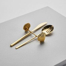 Onon Deniz Kabuğu Tasarım 6'lı Çatal Kaşık Bıçak Standı | Dekoratif Yükseltici Set