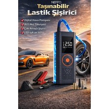 Neffo Hava Kompresörü ve Akü Takviye Cihazı 12000MAH Lastik Şişirme, Taşınabilir Hava Pompası Jump Starter