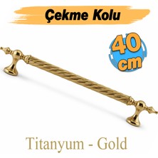 Badem10 Burgulu Titanyum Gold 40 cm Çelik Kapı Tutma Kolu Sürgülü Dış Çekme Kulpu Kulbu Tutamağı Kol 1 Adet