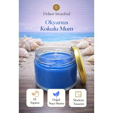 Dekor İstanbul Okyanus Kokulu Kavanoz Mum | El Yapımı Doğal Soya Mumu | Dekoratif Cam Mum