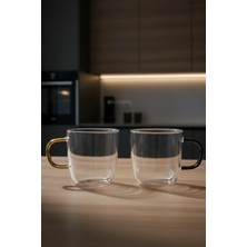 İpek Porselen 6 Kişilik Borosilikat Renkli Kulplu Kahve ve Çay Kupa Takımı 320 ml