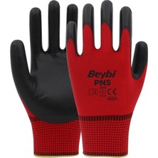 Beybi Nitril Pmk Pn5 Kırmzı Siyah 9 Beden İş Eldiveni (12 Li Paket)
