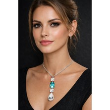 KLC Takı Kadın Gümüş Renk Model Taşlı Kolye