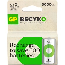 Belirtilmemiş 3000 Mah Orta Boy Şarjlı Pil C Boy Gp300Chcbmtr-2Eb2 (2 Li Paket)
