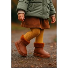 Patik Ayakkabı Kız Çocuk Yağmur Çizmesi Kahverengi Sürdürülebilir Malzeme ile Günlük Kullanım İçin