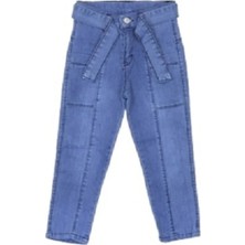 Egecan Kuşaklı Kız Çocuk Mavi Kot Pantolon 3427
