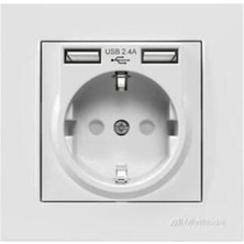  2 usb li topraklı beyaz blisterli priz