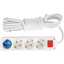 Almera 4 Lü 3 Metre Kablolu Anahtarlı Topraklı Priz
