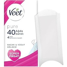 Uravas Store Veet Pure Hipoalerjenik Ağda Bandı, Bacak Vücut Bölgesi 40'lı Süper Fırsat Paketi