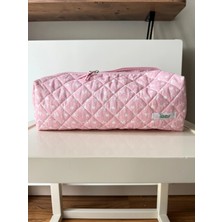 Tadsy Pembe Kurdele Desenli %100 Pamuk Saç Şekillendirici | 38X12X14 cm | Seyahat Organizer