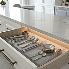 TeknoKapsül Modüler Organizer Set Mutfak Çekmece Içi Düzenleyici Çatal Kaşık Bıçak Organizeri Kristal (3'lü Set)