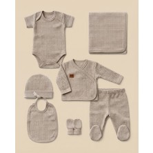 Minory Baby - %100 Pamuk 7'li Hastane Çıkışı Seti | Yenidoğan 7'li Set | Waffle Kumaş