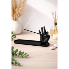 YSR STUDIO 3D Modern Siyah El Figürlü Tütsülük – 20X9 cm Dekoratif Tütsü Tutucu | Minimal Şık Ev Dekoru & Hediye