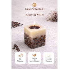 Dekor İstanbul Kahveli Mum – El Yapımı Doğal Soya Mum, Dekoratif Kare Tasarım