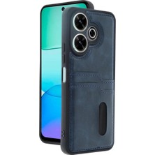 Olinea Redmi 13 4g Kılıf Sara Kartvizitli Deri Kılıf - Lacivert