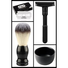 Qualis Q7 Full Metal Manuel Tıraş Makinesi + F8 Fırça + Kase + 5 Adet Platinum Yaprak Jilet