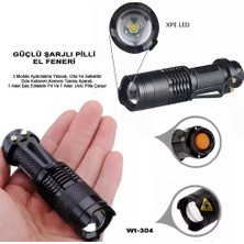 MegaSepet Mini Güçlü Şarjlı Pilli El Feneri WT-304