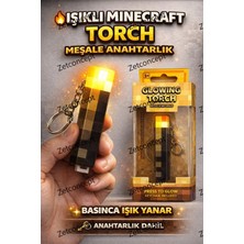 Zetconcept Minecraft Işıklı Torch Anahtarlık Çok Renkli LED Işıklı Meşale ABS Malzemeden Üretim