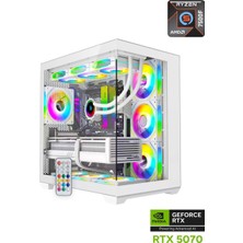 Apphirex Prime 50W Ryzen 5 7500F 16GB Ddr5 Ram 1tb M2 SSD RTX5070 12GB 240MM Sıvı Soğutmalı Beyaz Masaüstü Oyuncu Bilgisayarı