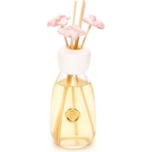 Missi 230 ml Pembe Seramik Çiçek Taş Çubuklu Rose-Pudra Oda Kokusu