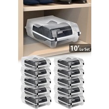 Meleni Home 10 Adet Bot Ayakkabı Kutusu - Şeffaf Ayakkabı Saklama Kutusu Düzenleyici Organizer Seyahat Kutusu