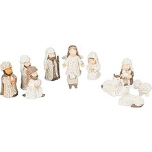 Uravas Store Transpac Imports, Inc. Kablo Örgü Dokulu Kutsal Aile, 3 Kral Melek Reçine Noel Doğum Heykelcik 1
