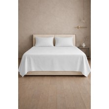 First Choice %100 Pamuk Saten 200 Tc (80 Tel) Düz Çarşaf Seti Beyaz