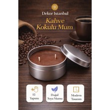 Dekor İstanbul Kahve Kokulu Teneke Mum | El Yapımı Doğal Soya Mumu | Dekoratif Metal Mum