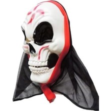 TeknoKapsül Halloween Maske Iskelet Tüllü Kırmızı Beyaz