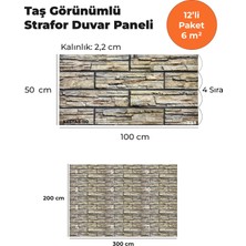 Kesmetaş Görünümlü Strafor Duvar Paneli (12'li Paket)