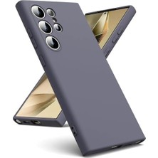 Galaxy S24 Ultra ile Uyumlu Içi Kadife Kamera Korumalı Lansman Silikon Kılıf Ince Yapılı Tam Koruma Sağlayan Kamera Korumalı Kılıf (Gri)
