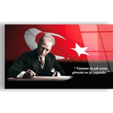 Zevahir Mobilya Dekorasyon Kırılmaz Cam Tablo 70 x 100 Renkli Mustafa Kemal Atatürk Temalı