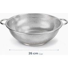 Genel 26 cm Paslanmaz Çelik Tel Süzgeç Kevgir Kulplu Makarna Sebze Yıkama Süzgeci
