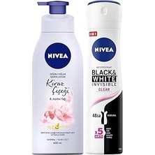 Uravas Store Kadın Sprey Deodorant Black&amp;white Invisibleclear 150ML,KIRAZ Çiçeği Nemlendirici Vücut Losyonu