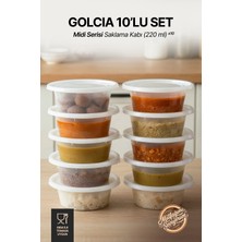GOLCIA Midi 220 ml Mikrodalgaya ve Derin Dondurucuya Uygun Yıkanabilir 10'lu Saklama Kabı Seti
