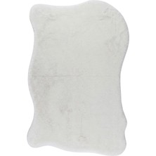 Seyran Halı Minkora Lüks Peluş Post Halı Beyaz Renk Yumuşak Dokulu Kaymaz Taban Makinede Yıkanabilir Halı