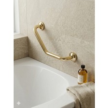 Clk Banyo Bella Paslanmaz Pirinç 40 cm Küvet Tutamağı Sarı - Duvara Montajlı Banyo Emniyet Tutamacı Açılı