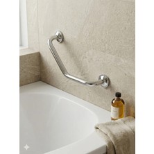 Clk Banyo Bella Paslanmaz Pirinç 40 cm Küvet Tutamağı - Duvara Montajlı Banyo Emniyet Tutamacı Açılı