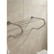 Clk Banyo Bella Paslanmaz Pirinç Destekli Raf Havluluk 50 cm - Banyo Havlu Askısı ve Düzenleyici Raf