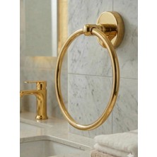 Clk Banyo Karaca Montajlı Yuvarlak Havluluk - Banyo ve Mutfak Için Havlu Askısı Sarı