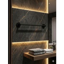 Clk Banyo Karaca Paslanmaz Uzun Havluluk - 40 cm Duvara Monte Banyo Havlu Askısı (Sıyah)