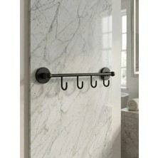Clk Banyo Karaca Banyo/mutfak Pirinç Duvara Montajlı 4’lü Askılık Siyah - Paslanmaz