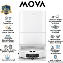 Mova Premium Ultra Robot Süpürge ve Paspas: 19.000PA Ultra Güçlü Emiş, Maxireach Kenar Temizleme, Sıcak Hava ile Mop Kurutma, Otomatik Toz Boşaltma ve Kirli/temiz Su Istasyonu, Lazer Navigasyon, 3 Yıl