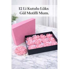 Dekor İstanbul 12’li Kutulu Gül Motifli Mum Seti – El Yapımı Dekoratif Lüks Mum, Özel Tasarım