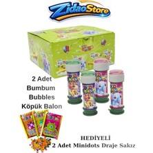 Emrah Gültekin Bumbum Bubbles Köpük Balon 2 Adet + 2 Adet Minidots Draje Sakız Hediyeli Çocuk Eğlence Oyuncağı