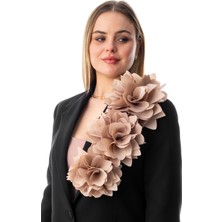 Gustello Adelina | Kadın Şık Yaka Çiçeği Aksesuarı - Iğneli 40 cm 16 cm Bant  Büyük Çiçek