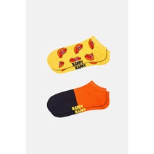 Happy Socks - Erkek Sarı Sosis Desenli 2\'li Düşük Kesim Çorap Seti